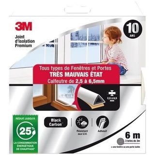 3M Joint d’isolation - Porte et fenêtre - Très mauvais état - 2 5 à 6 5 mm - 6 m