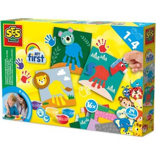 Animaux à peindre à la main et au doigt - SES CREATIVE - My first - Activité sensorielle - 16 Cartes + autocollants - Age : 1+