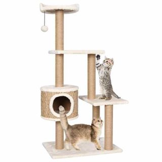 Vidaxl Arbre à chat - Herbiers marins - 123 cm - Beige - Carton ondulé peluche
