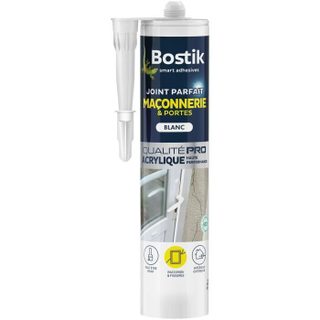 Mastic Etanchéité Joint Parfait Silicone BOSTIK Maçonnerie et Portes - Intérieur et Extérieur - Blanc - Cartouche 280ml