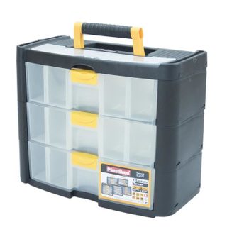 Boîte à outillage - Plastiken - 90003_NOIRE - 3 grands tiroirs - Titanium - En plastique
