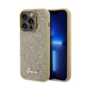 Guess Disco Metal Script - Coque pour iPhone 14 Pro Max (Or)