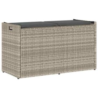 vidaXL Banc de rangement extérieur coussin gris clair 100 cm polyrotin 4104065