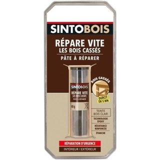 Pâte à réparer - SINTO - Répare vite bois casses - 35 g - Bois clair - Résistance aux intempéries