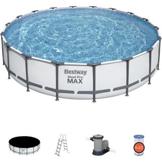 Kit Piscine hors sol tubulaire BESTWAY - Steel Pro Max™ - 549 x 122 cm - Ronde (Avec filtre à cartouche une bâche et une échelle)