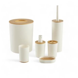 Today Ensemble accessoires salle de bain UTILITY 6 pièces blanc plastique bambou