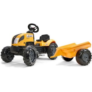 Tracteur à pédales Mighty Builder - FALK - Avec remorque - 100% Fabriqué en France - Au moins 50% de plastique recyclé - Dès 2 ans