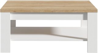 Table Basse Rectangle BOHOL – Chêne Blanc & Beige – Double Plateau – L 100 × P 60 × H 45 7 cm