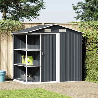 vidaXL Abri de Jardin avec Etagère Cabine de Stockage Remise à Outils Abri de Rangement Hangar Cour Extérieur Anthracite 47106