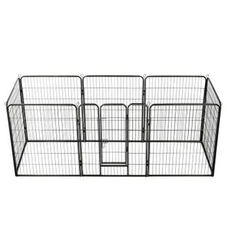 Parc pour chiens - vidaXL - 8 panneaux - Acier - 80 x 100 cm - Noir