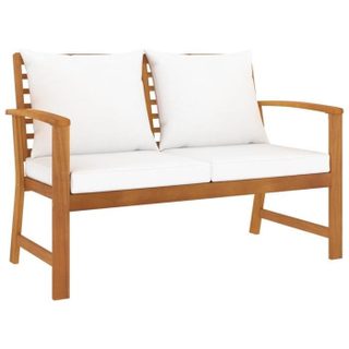 vidaXL Banc de jardin avec coussin crème 120 cm Bois solide dacacia