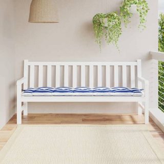 vidaXL Coussin de banc de jardin rayures bleues et blanches 180x50x7cm 361633