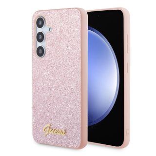 Coque Guess Glitter Script pour Samsung Galaxy S24 - Pink