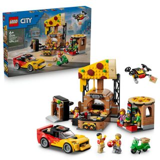 LEGO City 60496 La Pizzeria et ses Véhicules de Livraison - Jeu dès 6 ans - Voiture Jouet