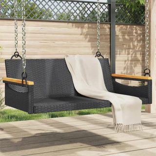 Vidaxl Balancelle noir 109x62x40 cm résine tressée 368152