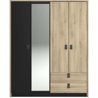Parisot Armoire - Chene / Noir - 4 portes 2 tiroirs - 162 x 52,1 x 199,2 cm