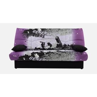 Canapé convertible clic clac 3 places - Tissu motif Street City - L 190 x P 92 cm - DREAM - Style Contemporain