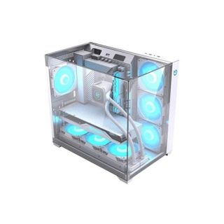 HIDITEC Caja Hiditec SKY Semitorre ATX Triple Cristal Templado RGB Plata 7 Ventiladores Panel USB-C