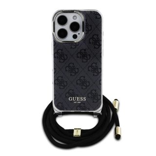 Coque Arrière pour iPhone 16 Pro Max avec Bandoulière Imprimée IML 4G Guess Noir