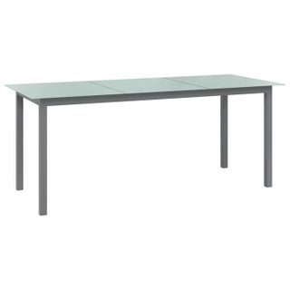 vidaXL Table de jardin Gris clair 190x90x74 cm Aluminium et verre