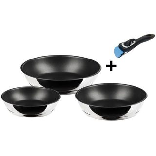 Set de poêles - INOXIBAR - Athos 18-22-26 cm - antiadhésif Quantum - manche amovible - induction