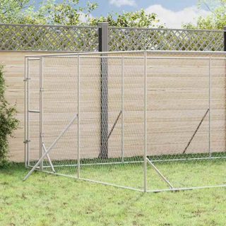 vidaXL Chenil dextérieur pour chiens argenté 4x8x2 m acier galvanisé 3190456
