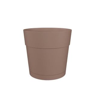 Pot de fleur avec réserve deau CAPRI LARGE - Plastique - Taupe - Rond - L 34 6 x P 34 6 x H 33 2 cm - ARTEVASI