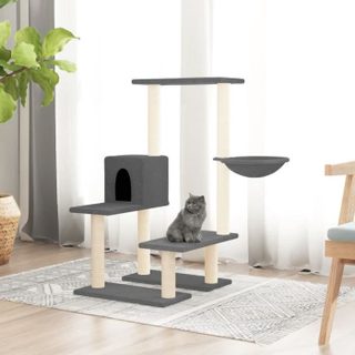 171641 vidaXL Arbre à chat avec griffoirs en sisal Gris foncé 94 5 cm