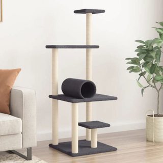 vidaXL Arbre à chat avec griffoirs en sisal gris foncé 136 cm 172093