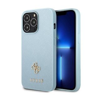 Coque Rigide Guess Guhcp13Xps4Mb Pour Iphone 13 Pro Max 67 Pouces Bleu/Bleu Saffiano 4G Avec Petit Logo En Métal