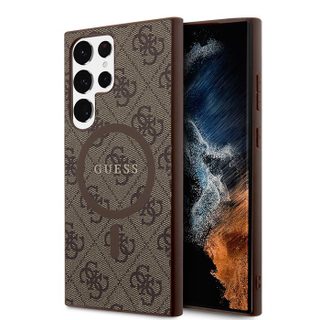 Coque de téléphone - Guess - 4G Collection - Cuir et métal - Compatible MagSafe - Marron