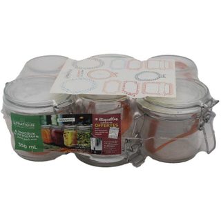 Bocaux à armature - LE PRATIQUE - 7523 - 350 ml - Pack de 6 - 10 étiquettes incluses