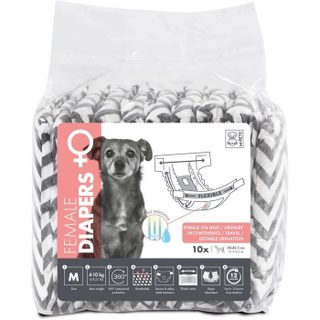 Couches pour chien - M PETS - DIAPERS - Femelle M x10 - Tour de taille 30-42 5 cm - 4-10 kg - Indicateur d’humidité - 12h protection