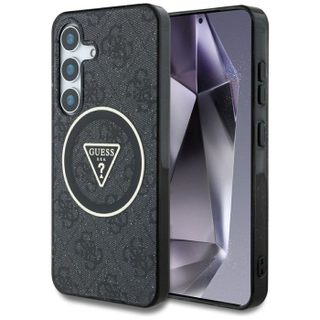 Coque Guess IML Metal Glitter 4G Circle Triangle MagSafe pour Samsung Galaxy S25 - Black