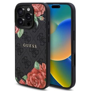 Coque Guess Hardcase 4G Flower Print MagSafe pour iPhone 16 Pro Max - Black