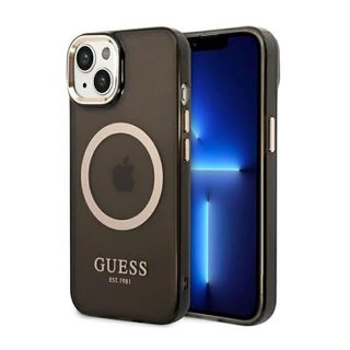 Guess Gold Outline Translucent MagSafe pour iPhone 14 (czarny) - GUHMP14SHTCMK