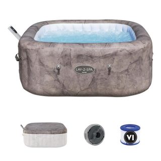 Spa gonflable BESTWAY - Lay-Z-Spa Rome - 140 airjets - 180 x 180 x 71 cm - 4 à 6 places - Carré (couverture cartouche diffuseur)