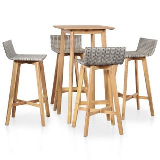 Vidaxl Ensemble d'extérieur en bois - Marron / gris - Â 60 x 60 x 105 cm
