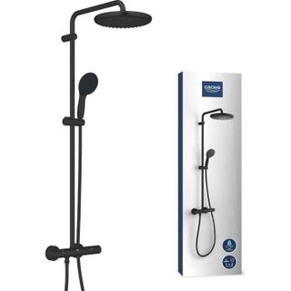 Colonne de douche avec mitigeur thermostatique - Economie deau - GROHE Vitalio Start System 250 - Noir Mat - 266772431