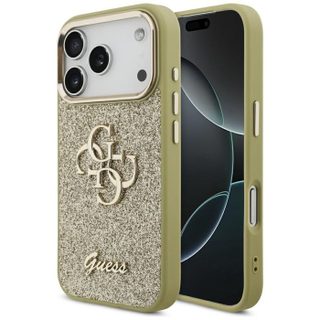 Coque Guess Fixed Glitter Big 4G Metal Frame pour iPhone 17 Pro - Gold