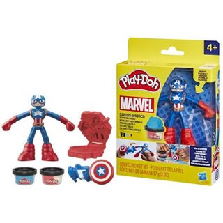 Play-Doh Captain America coffret Bouclier tamponneur avec figurine flexible accessoires et pâte à modeler dès 4 ans Marvel