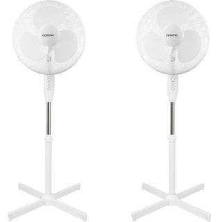 Pack de 2 Ventilateurs de pied OCEANIC - 45W - Diamètre 41 cm - 3 vitesses - Oscillant - Inclinable - Blanc