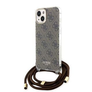 Coque Guess Crossbody Cord 4G Print avec cordon pour iPhone 15 - Brown