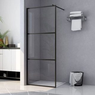 vidaXL Paroi de douche à litalienne à verre ESG Noir 100x195 cm