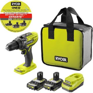 RYOBI Perceuse-visseuse à percussion 18V ONE+ 50Nm - batterie 2Ah + chargeur - sac de transport inclus - R18PD3-220S