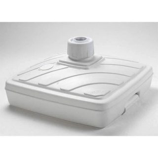 Pied de parasol carré - EDA - En plastique blanc - 40 litres - Poignée et roulettes