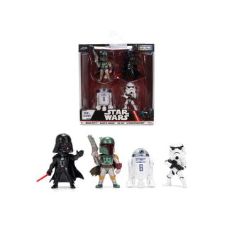 Jada - Star Wars - Set De 4 Pièces Métal - 6 Cm - Dark Vador R2-D2 Un Stormtrooper Et Boba Fett - Licence Officielle - Dès 3 ans