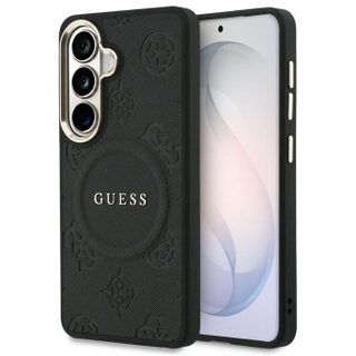 Coque Guess Saffiano Peony Embossed Ring MagSafe pour Samsung Galaxy S26 - Black