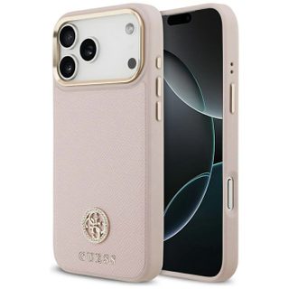Coque Guess Grained Strass Logo MagSafe pour iPhone 17 Pro - Pink