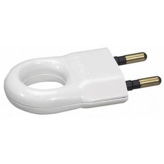Fiche électrique mâle en plastique - 2 phases - 6 A - blanc
